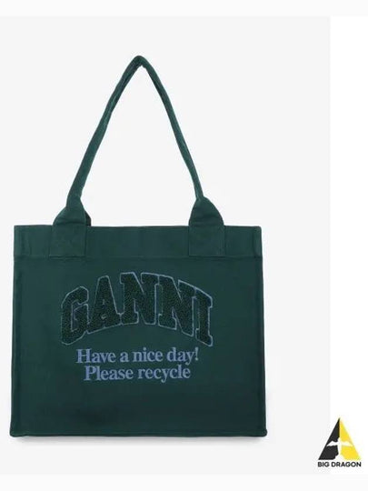 Large Easy Shopper Tote Bag Green - GANNI - BALAAN 2