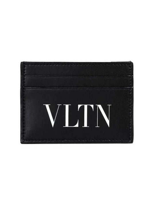 Men's VLTN Print Card Wallet Black - VALENTINO - BALAAN 1