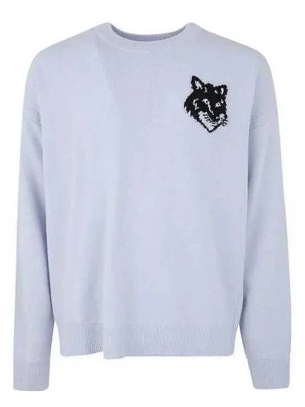 Intarsia Fox Head Comfort Knit Top Sky Blue - MAISON KITSUNE - BALAAN 2