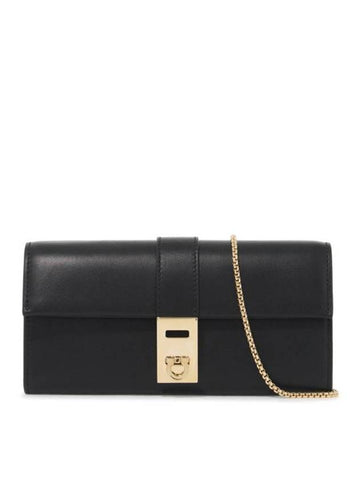 Hug Shoulder Chain Long Wallet Black - SALVATORE FERRAGAMO - BALAAN 1