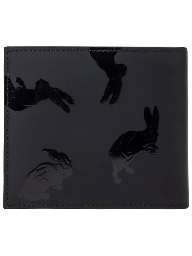 Rabbit Print Fold Leather Half Wallet Black - PAUL SMITH - BALAAN 4