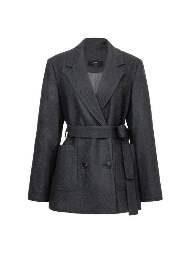 Colin Wool Taylor Collar Double Button Belted Jacket Charcoal - RAMUSTUDIO - BALAAN 1