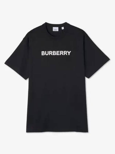 Logo Print Cotton Oversized Short Sleeve T-Shirt Black - BURBERRY - BALAAN 2