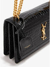 Gold Hardware Sunset Crocodile Embossed Leather Shoulder Bag Black - SAINT LAURENT - BALAAN 3