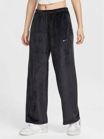 Women s Sportswear Chill Velor Mid Rise Open Hem Sweatpants 010 - NIKE - BALAAN 1