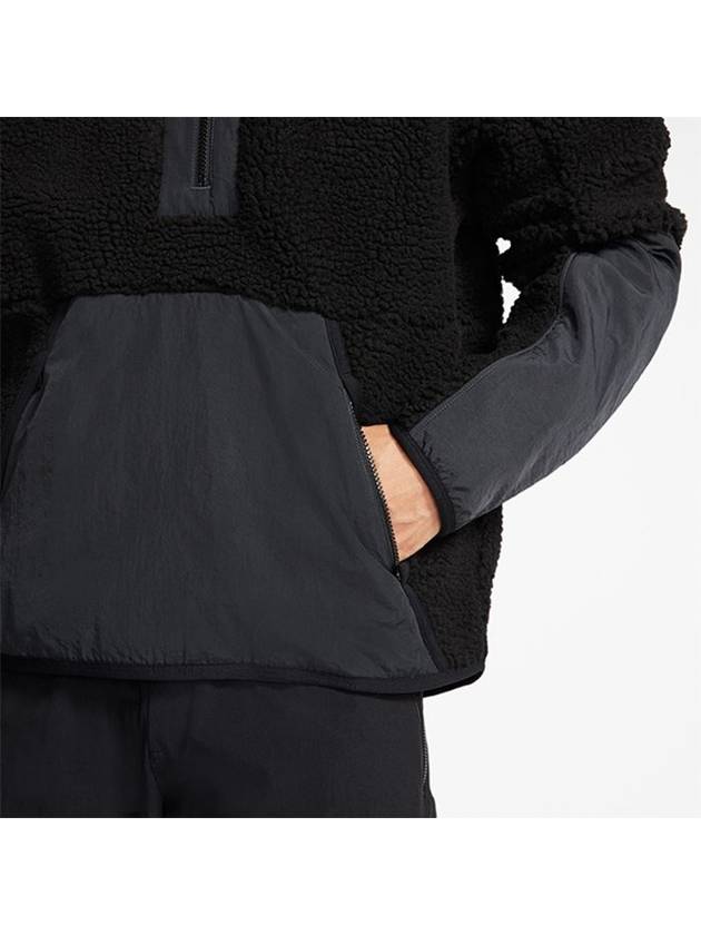 Sherpa Fleece Half Zip-Up Hoodie Black - NIKE - BALAAN 10