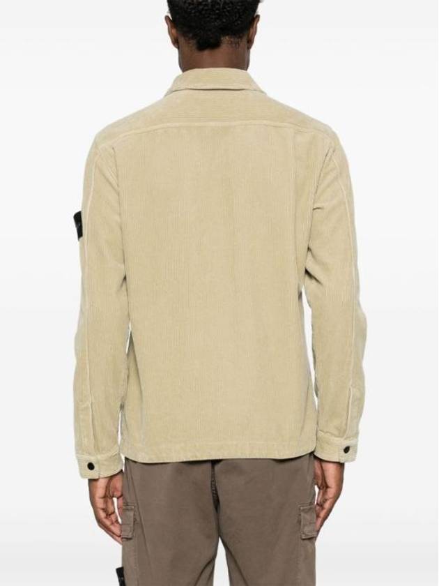 Organic Cotton Corduroy Zip-Up Jacket Beige - STONE ISLAND - BALAAN 4