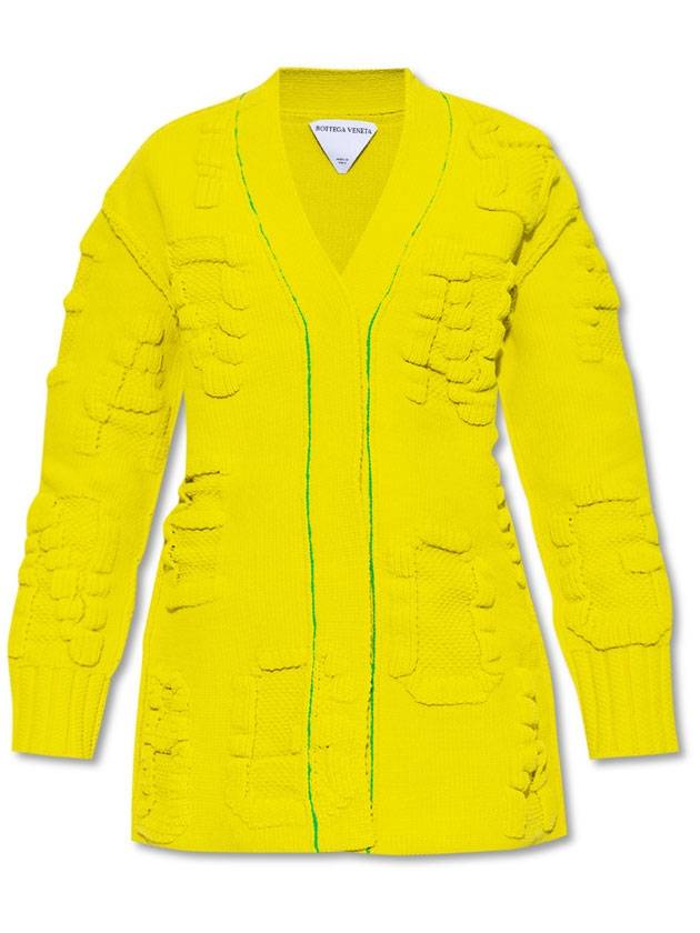 Rised Logo Pattern Cardigan Yellow - BOTTEGA VENETA - BALAAN 1