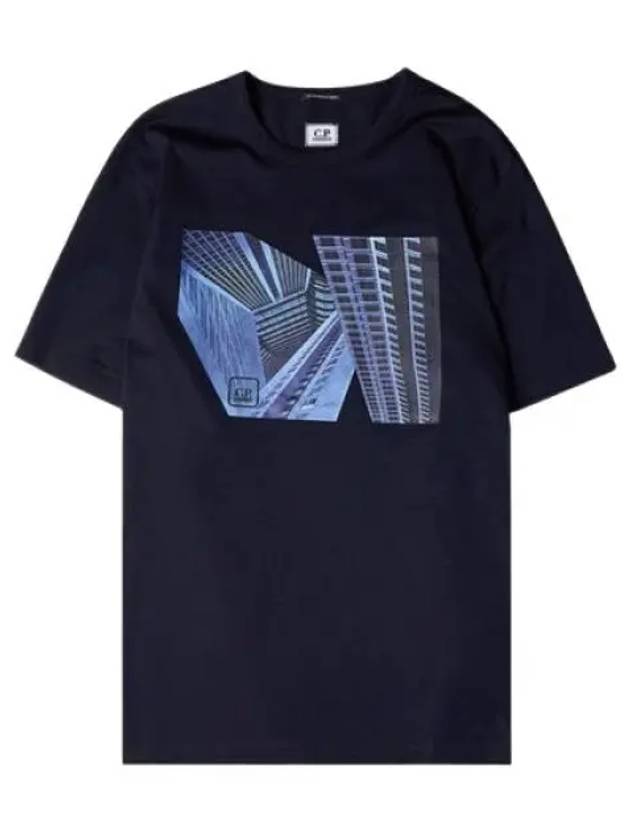 Metropolis Graphic Print Short Sleeve T-Shirt Navy - CP COMPANY - BALAAN 2