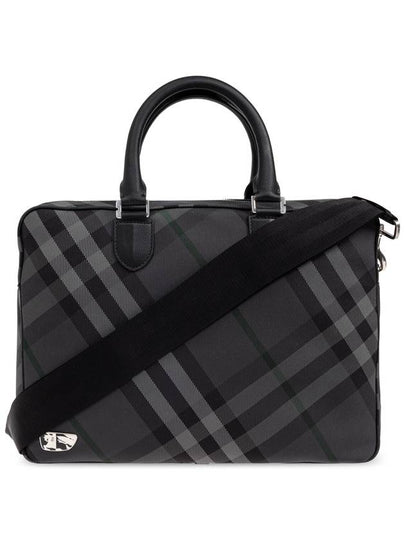 Grid Check Briefcase Charcoal - BURBERRY - BALAAN 2