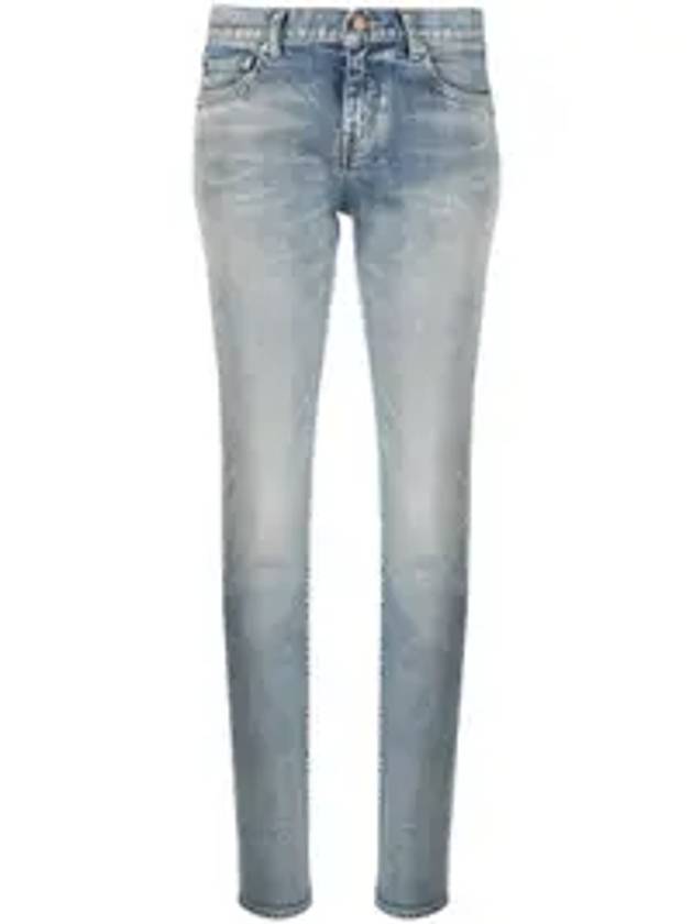 Low Rise Denim Jeans Blue - SAINT LAURENT - BALAAN 2