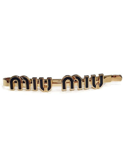 Enamel Metal Hair Clip Gold Black - MIU MIU - BALAAN 2