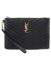 Matelasse Monogram Logo Strap Clutch Bag Black - SAINT LAURENT - BALAAN 2