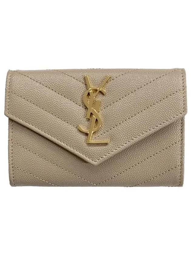 Monogram Envelope Small Half Wallet Dark Beige - SAINT LAURENT - BALAAN 2