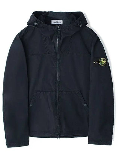 Supima Cotton Twill Stretch-TC Over Hooded Jacket Navy - STONE ISLAND - BALAAN 1