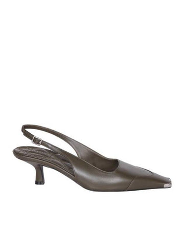 Chisel Leather Slingback Heel Black - BURBERRY - BALAAN 1