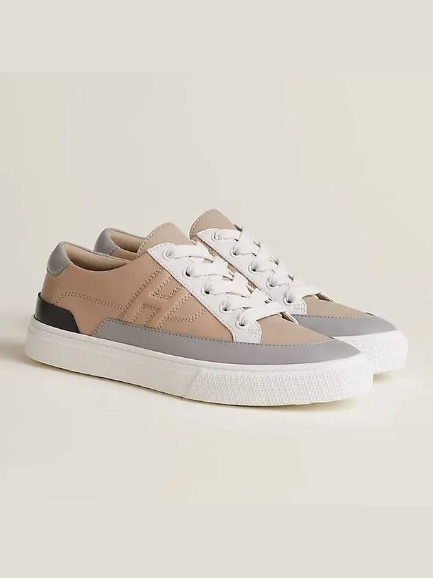 Deep leather low top sneakers beige nude - HERMES - BALAAN 2