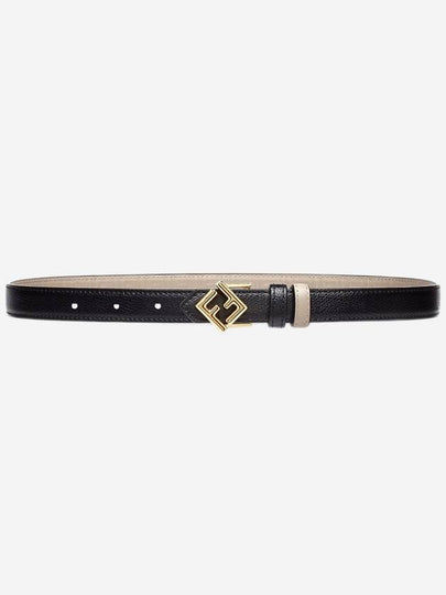 Diamond Reversible Leather Belt Black Beige - FENDI - BALAAN 2