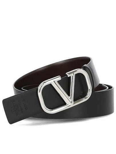 V Logo Leather Belt Black - VALENTINO - BALAAN 2