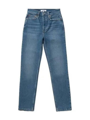 High rise denim pants classic fade blue jeans - RE/DONE - BALAAN 1