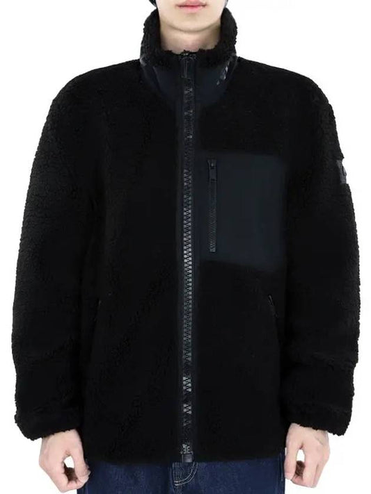 Men's Sagrek Shearling Fleece Zip-Up Jacket Black - MOOSE KNUCKLES - BALAAN 2