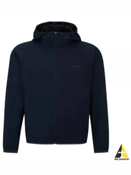 Slim Fit Waterproof Fabric Zip-Up Jacket Navy - HUGO BOSS - BALAAN 2