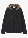 Check Hood Cotton Zip Up Hoodie Black Archive Beige - BURBERRY - BALAAN 2