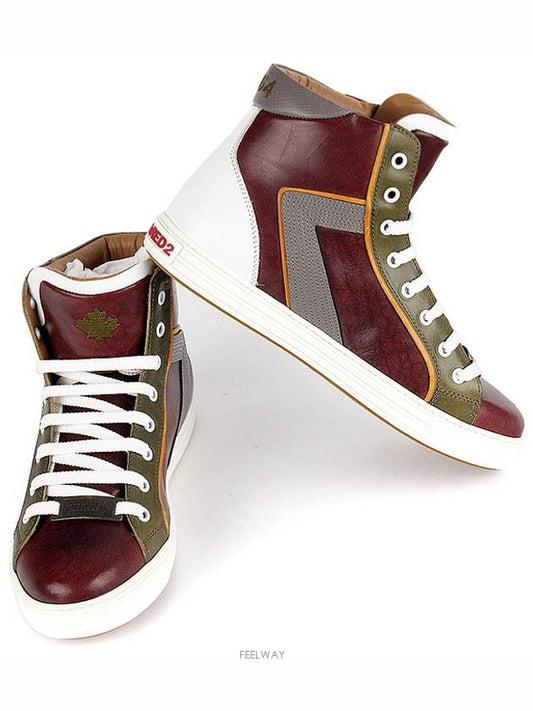 SN423 V291 M078 Leather High Top Wine - DSQUARED2 - BALAAN 2