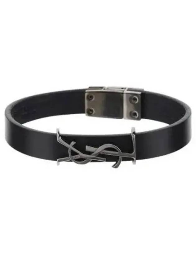 Monogram Leather Bracelet Black - SAINT LAURENT - BALAAN 2