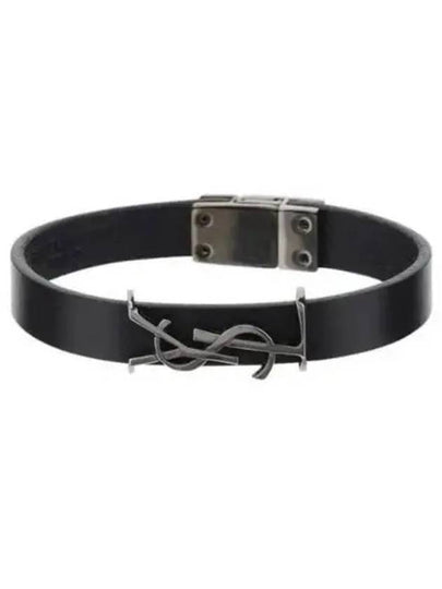 Monogram Leather Bracelet Black - SAINT LAURENT - BALAAN 2