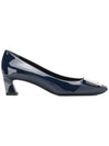 Trumpet Metal Buckle Pumps Heel Navy - ROGER VIVIER - BALAAN 1