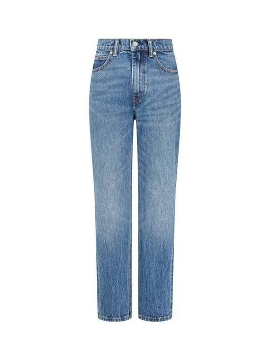 Debossed Patch High Rise Stovepipe Jeans Indigo - ALEXANDER WANG - BALAAN 1