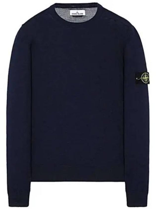 Light Wool Crewneck Knit Top Marine Blue - STONE ISLAND - BALAAN 2