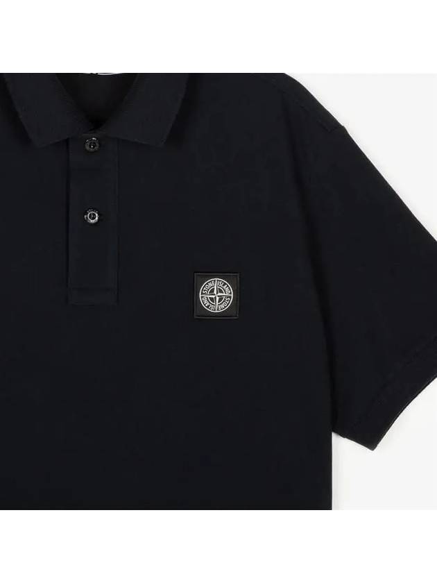 Pique Stretch Cotton Short Sleeve Polo Shirt Navy - STONE ISLAND - BALAAN 5