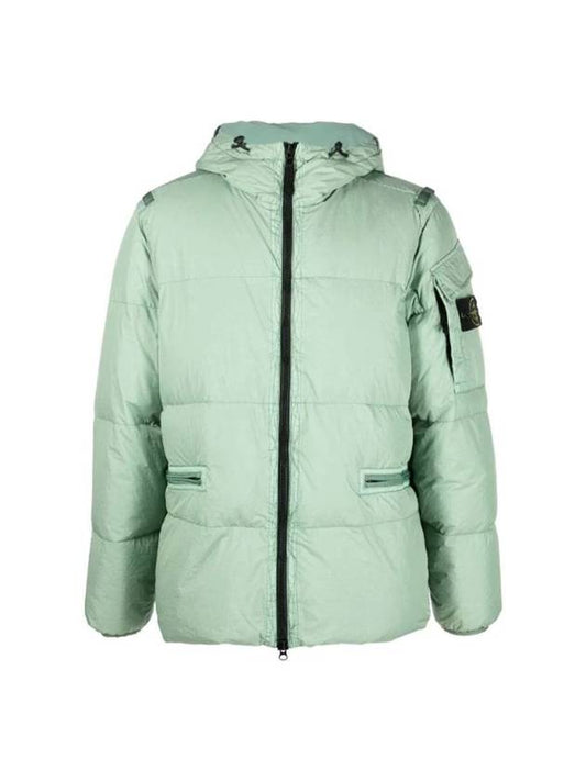 Crinkle Labs Waffen Patch Short Padded Jacket Sage - STONE ISLAND - BALAAN.