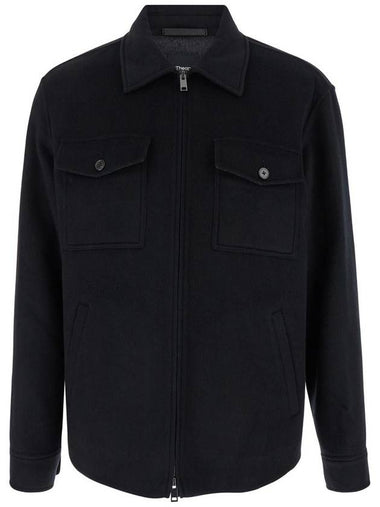 Black Jacket With Collar And Zip Closure In Tech Fabric Man - THEORY - BALAAN 1