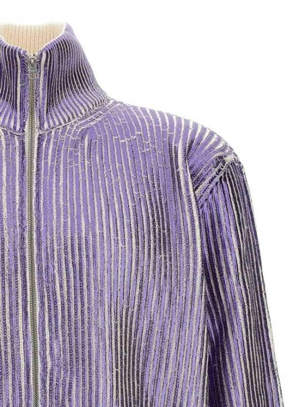 High Neck Zipper Ribbed Cotton Cardigan Purple - MAISON MARGIELA - BALAAN 4