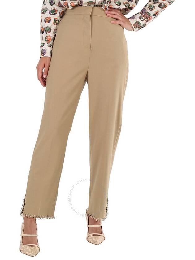 Burberry Ladies Ring-pierced Wool Trousers In Honey, Brand Size 6 (US Size 4) - BURBERRY - BALAAN 1