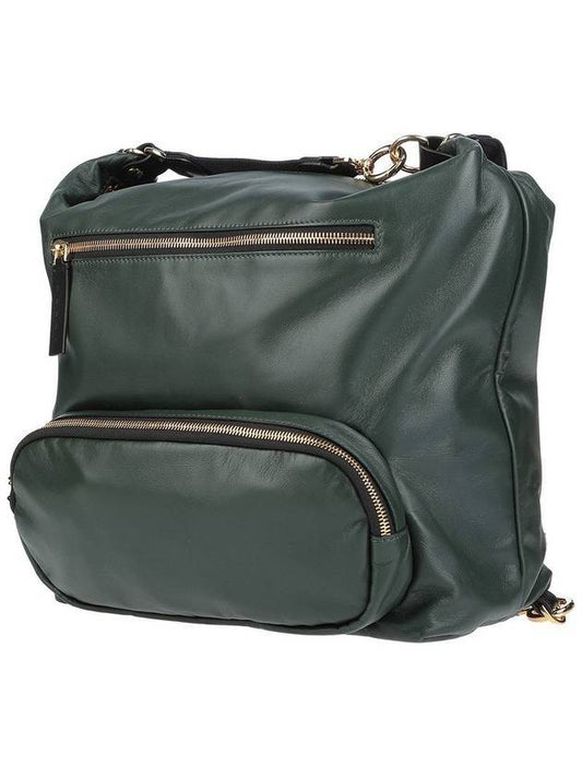 Convertible Pebble Leather Backpack Green - MARNI - BALAAN 1