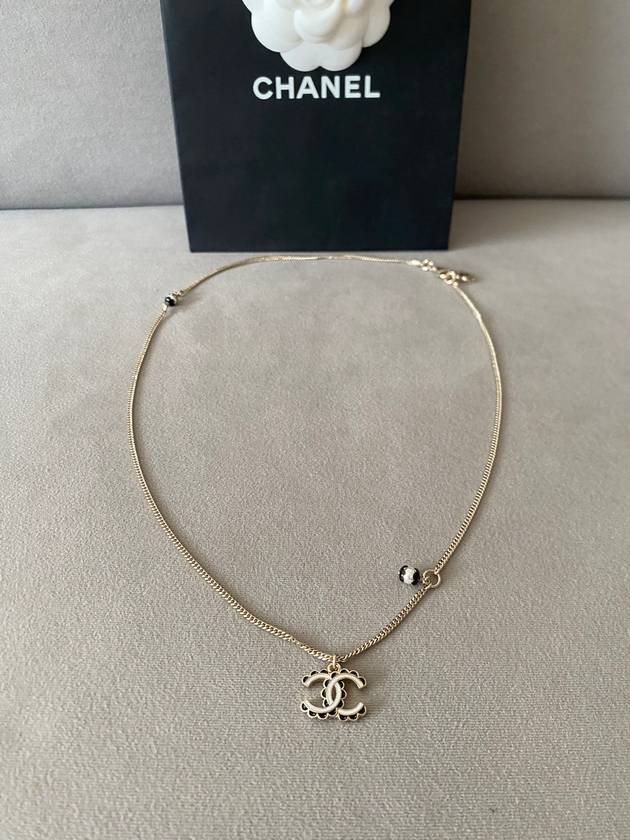 CC logo necklace darling ribbons champagne gold ABE163 - CHANEL - BALAAN 4