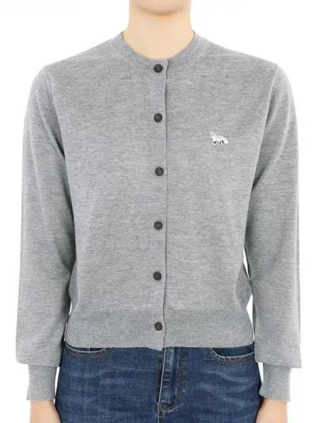 Baby Fox Patch Regular Cardigan Grey Melange - MAISON KITSUNE - BALAAN 2