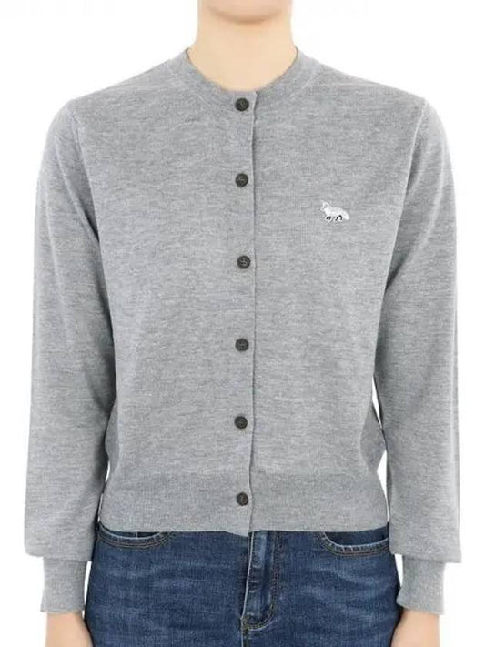 Baby Fox Patch Regular Cardigan Grey Melange - MAISON KITSUNE - BALAAN 2