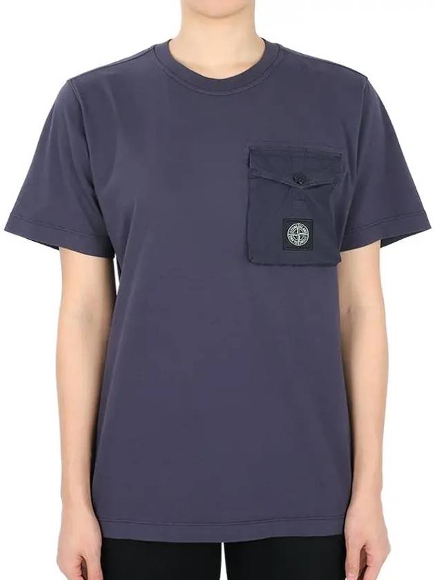 Kids Wappen Patch Pocket Short Sleeve T-Shirt Navy - STONE ISLAND - BALAAN 3