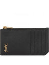 Tiny Fragment Zipper Card Wallet Black - SAINT LAURENT - BALAAN 2