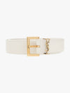 Monogram Buckle Leather Belt White - SAINT LAURENT - BALAAN 2