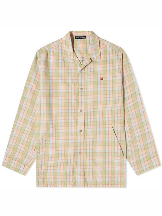 Men's Flannel Long Sleeve Shirt Orange Beige - ACNE STUDIOS - BALAAN 1