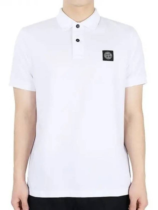 Pique Stretch Cotton Short Sleeve Polo Shirt White - STONE ISLAND - BALAAN 2