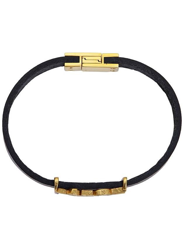 Monogram Logo Leather Bracelet Black - SAINT LAURENT - BALAAN 4