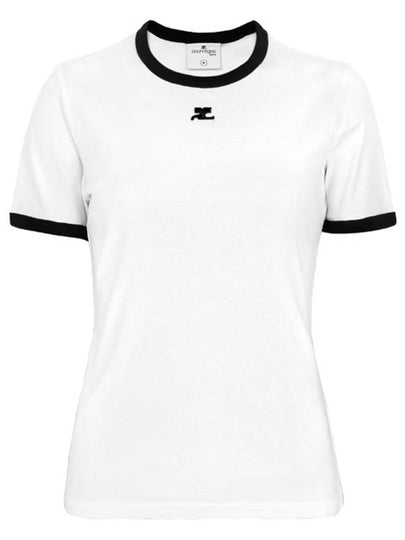 Contrast Signature Short Sleeve T-Shirt White - COURREGES - BALAAN 2