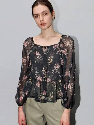 Flower Off Shoulder Blouse Black - DAMAGE MNEMONIC - BALAAN 1